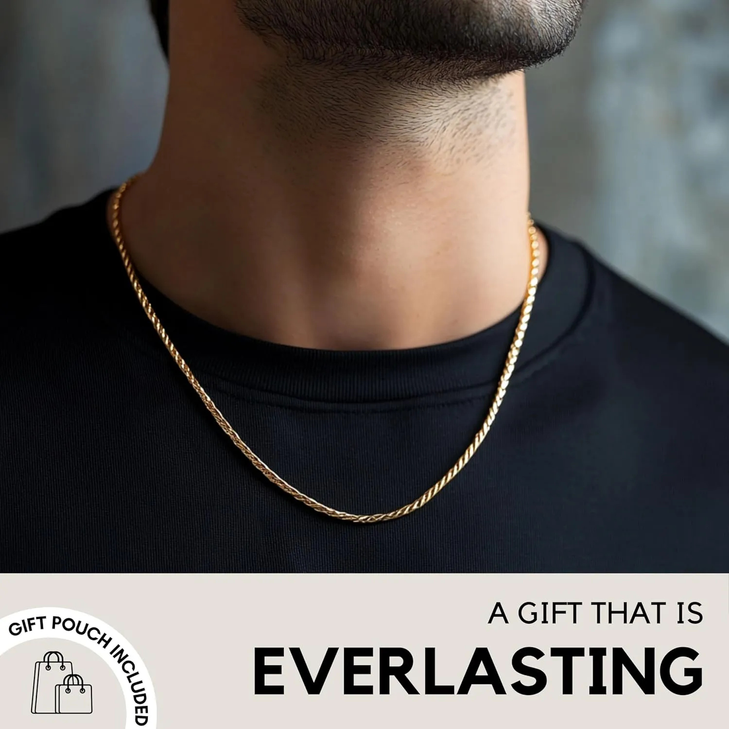 KISPER Solid 18K Gold Over 925 Sterling Silver Italian Diamond-Cut 1.5mm Braided Rope Chain Necklace - for Men & Women with Lobster Clasp - Made in Italy