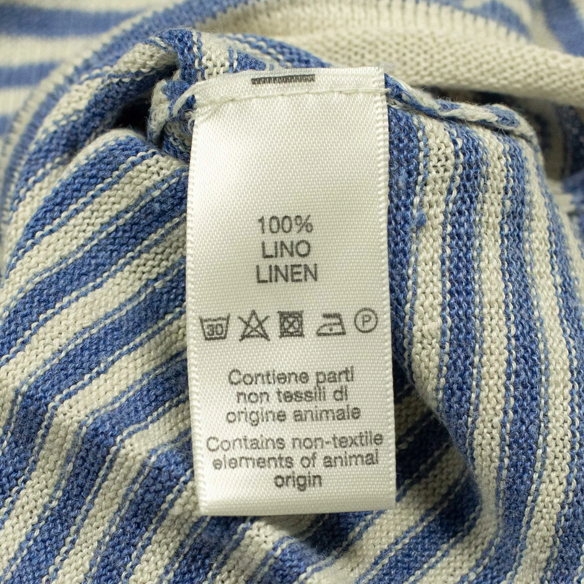 Knit short sleeve crew neck tee in blue with white striped linen (restock)