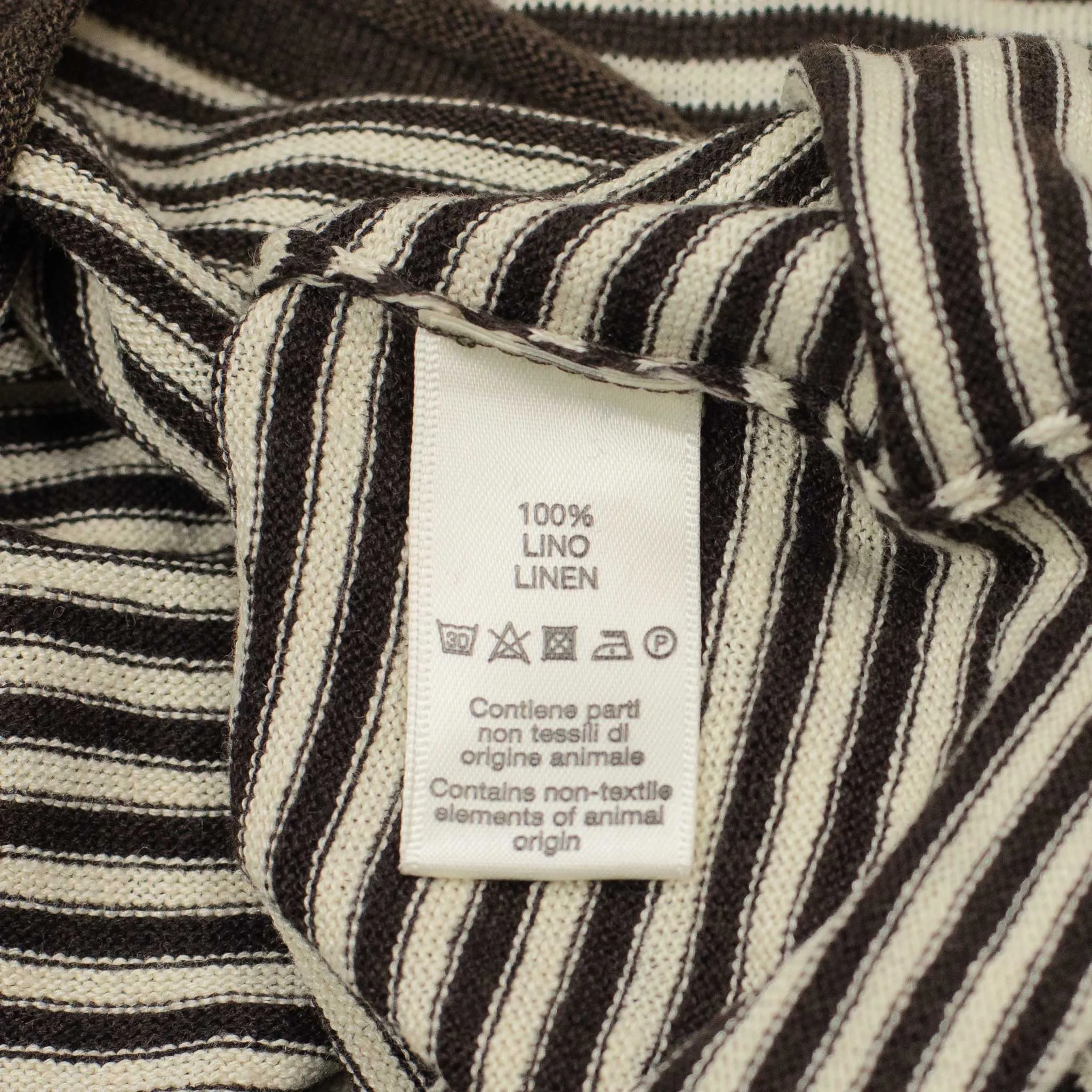 Knit short sleeve crewneck tee in brown with white striped linen (restock)