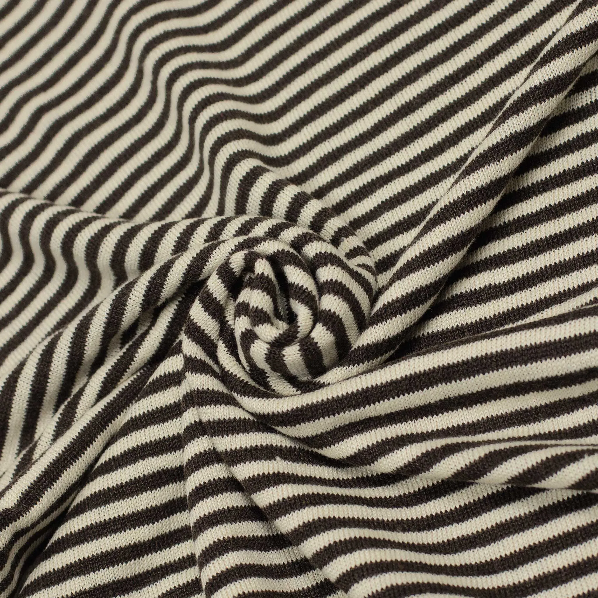 Knit short sleeve crewneck tee in brown with white striped linen (restock)