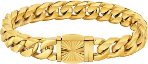KRKC&CO 12/14mm Mens Cuban Link Bracelet, 18k Gold Plated Miami Thick Bracelet, Cross, Compass, Skulls Round, Carve Clasp, Durable Anti-tarnish Urban Street-wear Hip Hop Jewelry for Him