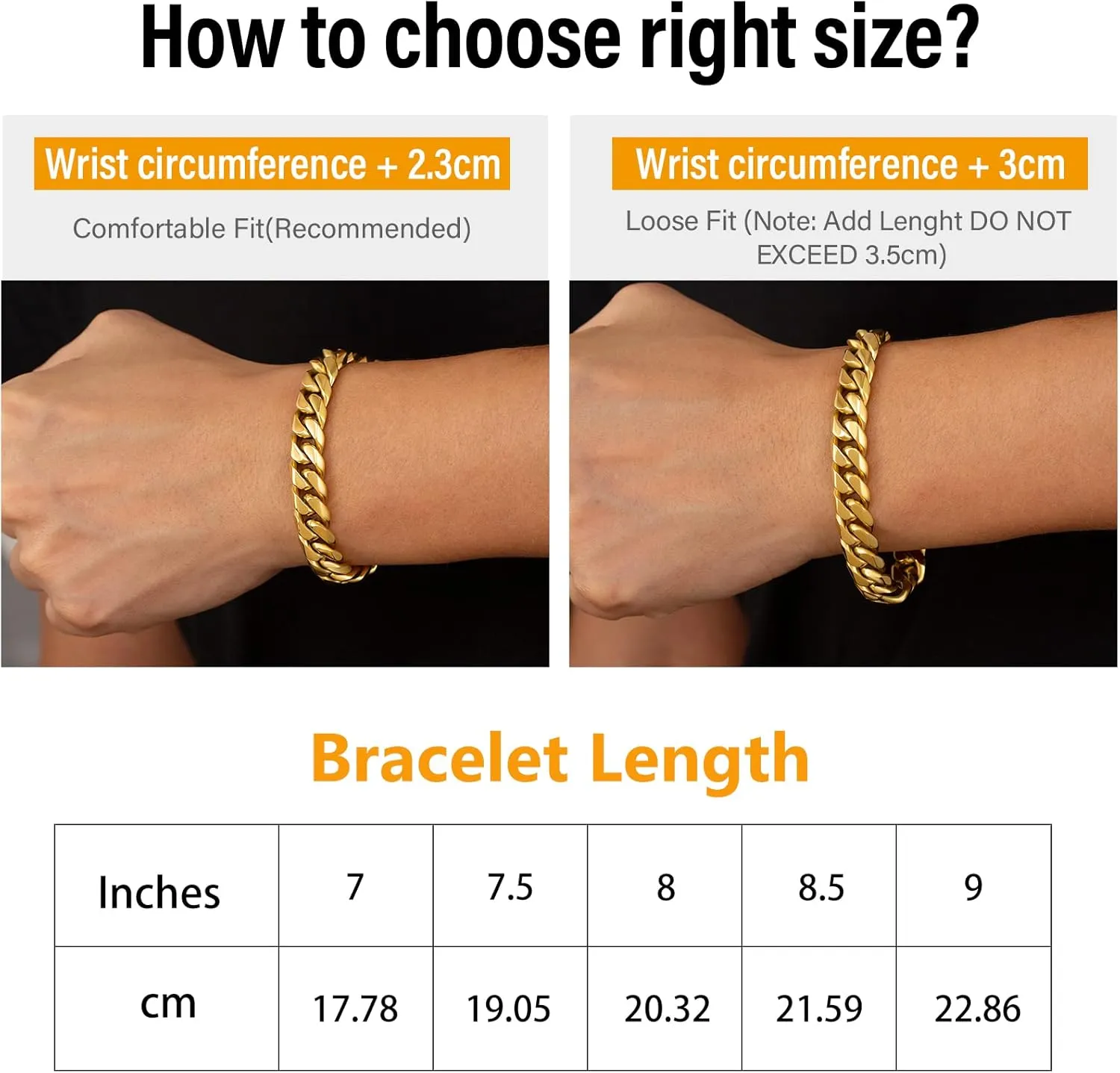 KRKC&CO 12/14mm Mens Cuban Link Bracelet, 18k Gold Plated Miami Thick Bracelet, Cross, Compass, Skulls Round, Carve Clasp, Durable Anti-tarnish Urban Street-wear Hip Hop Jewelry for Him