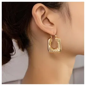 Large Geometric Square Earrings Hollow Square Dangle Earrings Thick Square Hoop Earrings Chunky Gold Earring Jewelry for Women and Girls