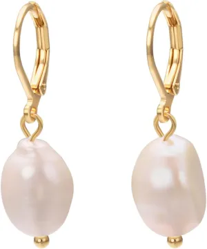 Large White Baroque Pearl Drop Earrings For Women 18K Gold Plated Earrings Hypoallergenic Trendy Jewelry