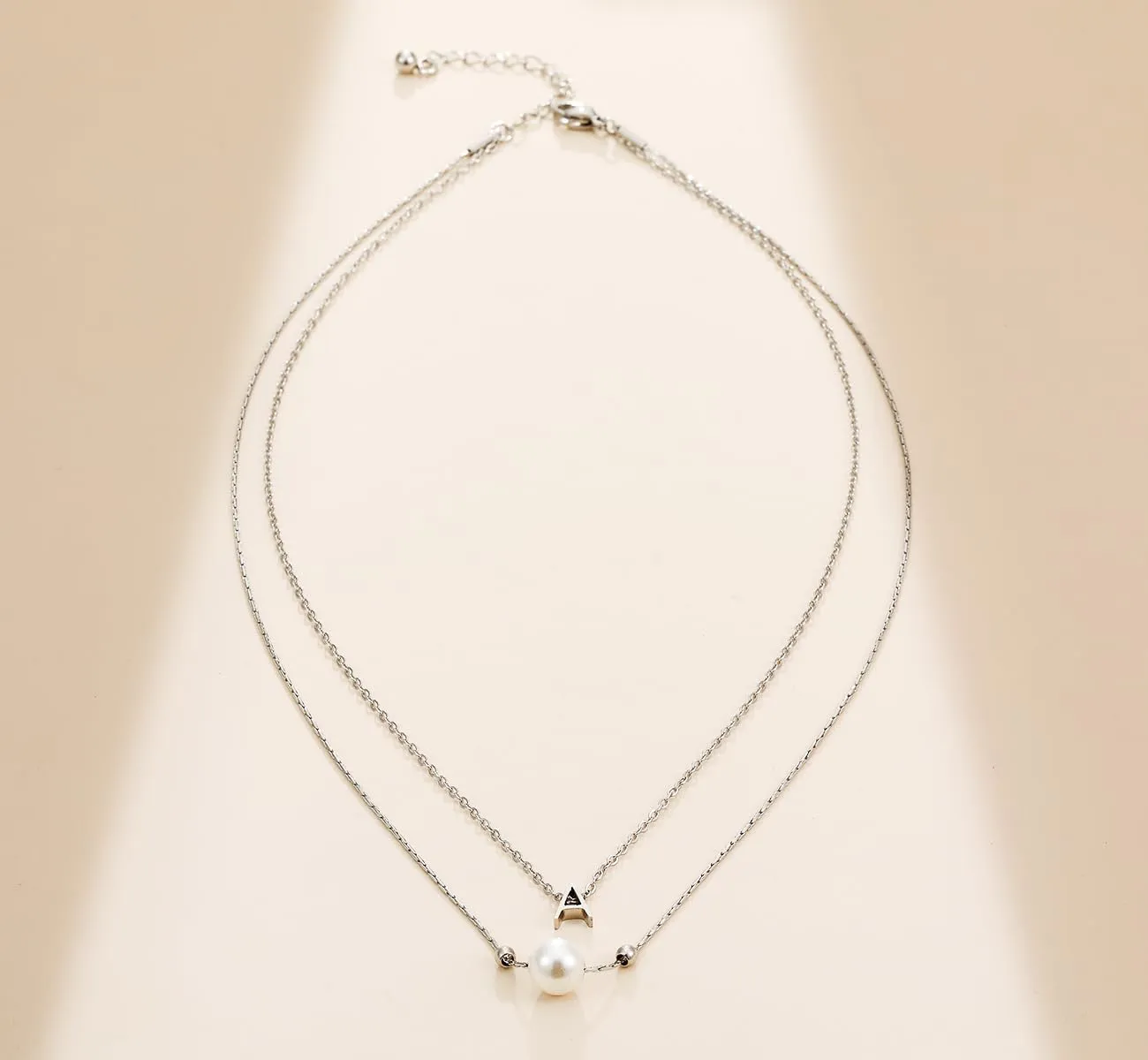 Layered Initial Pearl Necklace Tiny A-Z Pendant Choker Necklace Single Pearl Necklace for Women