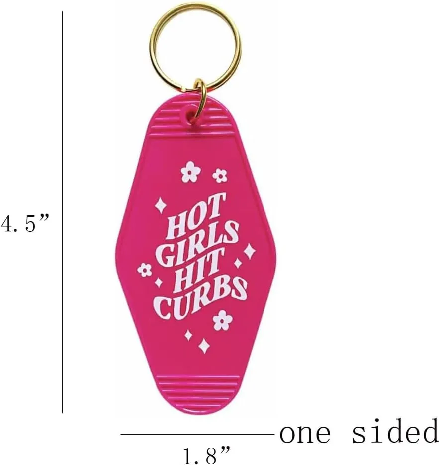 Lemua Hot Girls Hit Curbs Cute Motel Keychain for Teens - Funny Sixteen Gift