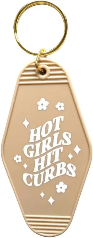 Lemua Hot Girls Hit Curbs Cute Motel Keychain for Teens - Funny Sixteen Gift