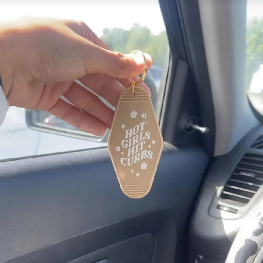 Lemua Hot Girls Hit Curbs Cute Motel Keychain for Teens - Funny Sixteen Gift