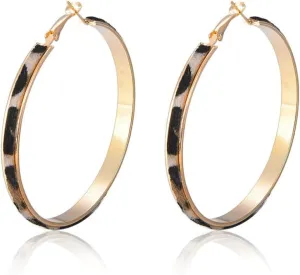 Leopard Acrylic Small Hoop Earrings 925 Sterling Silver Elegant Tortoise Shell Resin Round Circle Geometric Lightweight Thick Open Stud Earrings for Women Minimalist Christmas Party Fashion Jewelry Gifts