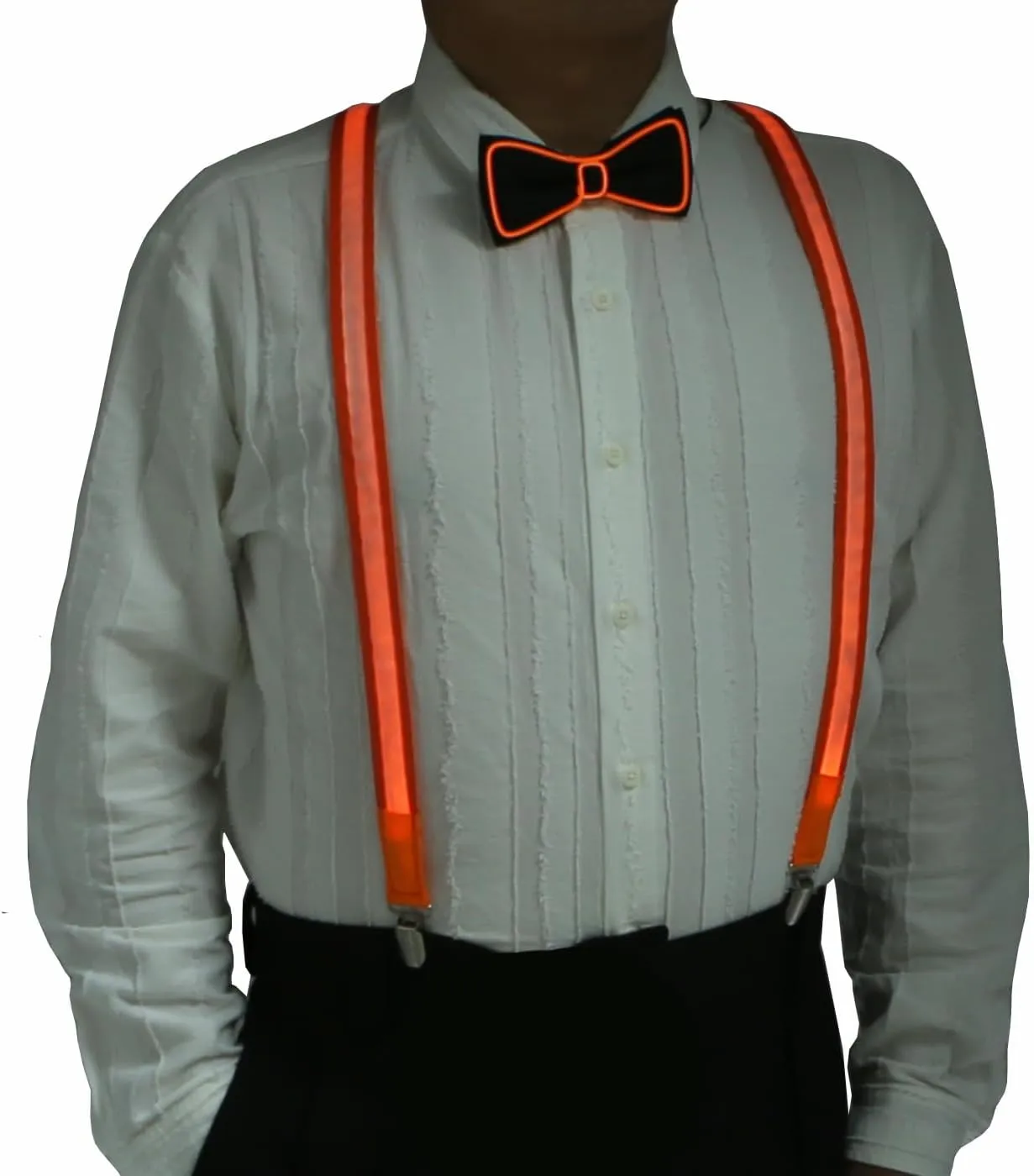 Light Up Men's LED Suspenders and Bow Tie - 2pcs/Combo - Rechargeable Edition of Suspenders, Perfect for Dance Party