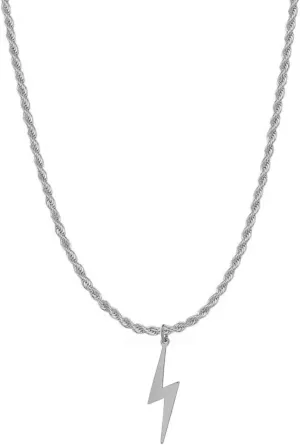 Lightning Bolt Necklace Vintage Antique Stainless Steel Lightning Bolt Pendant Necklace for Men Women Thunder Minimalist Pendant Thunder Pendant Chain Unisex Jewelry