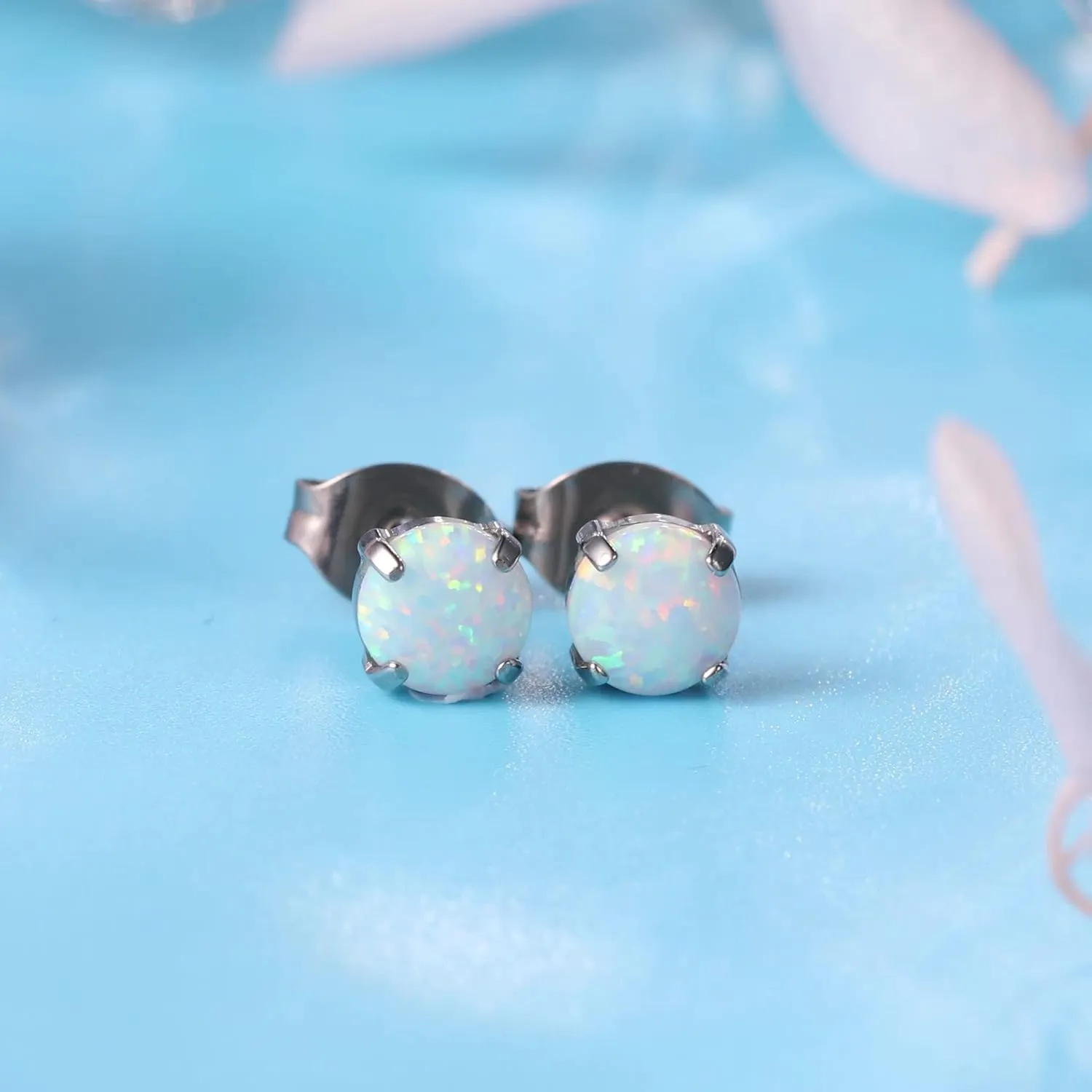 Limerencia G23 Hypoallergenic Pure Titanium Earrings, Opal/Moonstone/Cat's Eye/Blue Turquoise Stud Earrings, F136 Implant Grade|Delicate Jewelry for Sensitive Ears