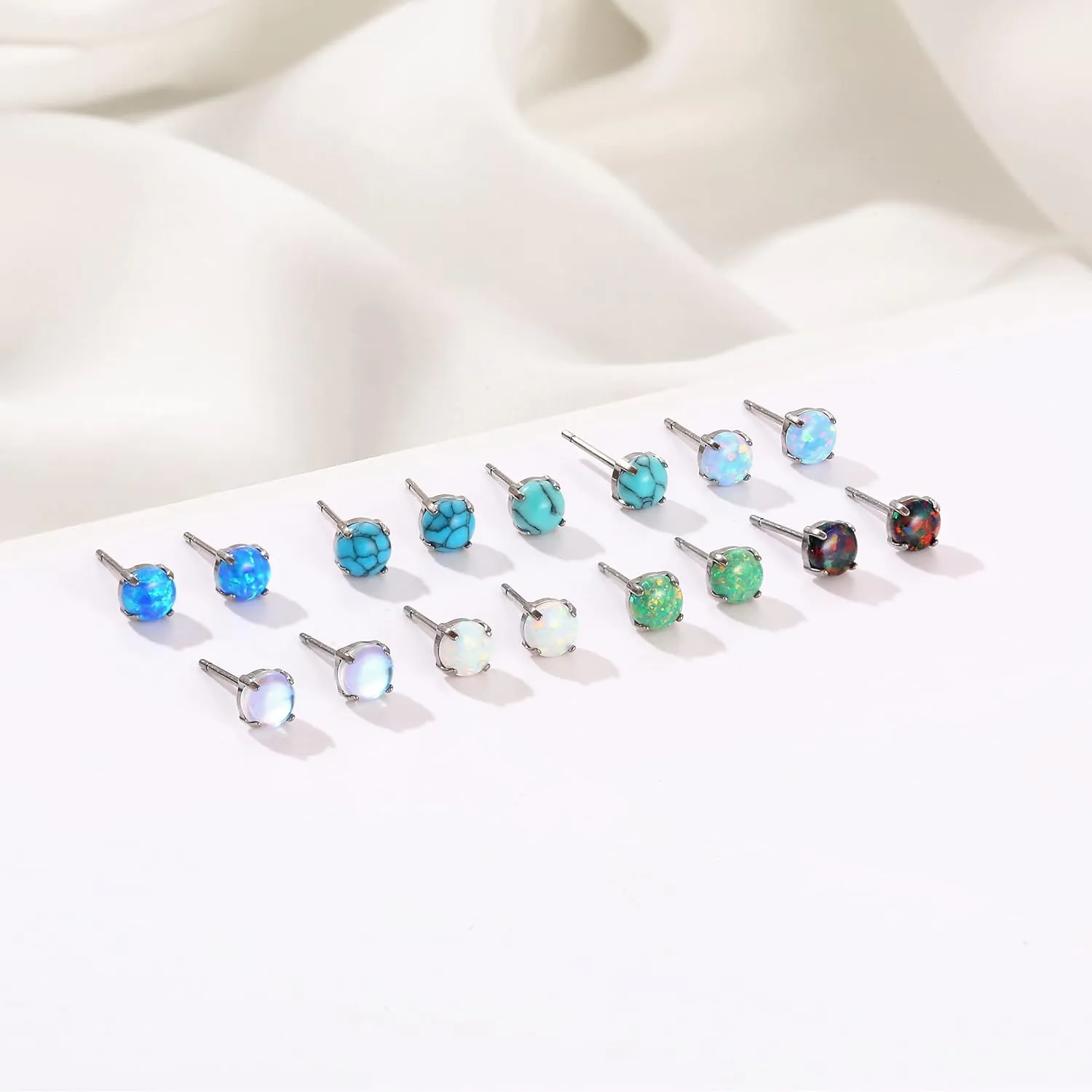 Limerencia G23 Hypoallergenic Pure Titanium Earrings, Opal/Moonstone/Cat's Eye/Blue Turquoise Stud Earrings, F136 Implant Grade|Delicate Jewelry for Sensitive Ears