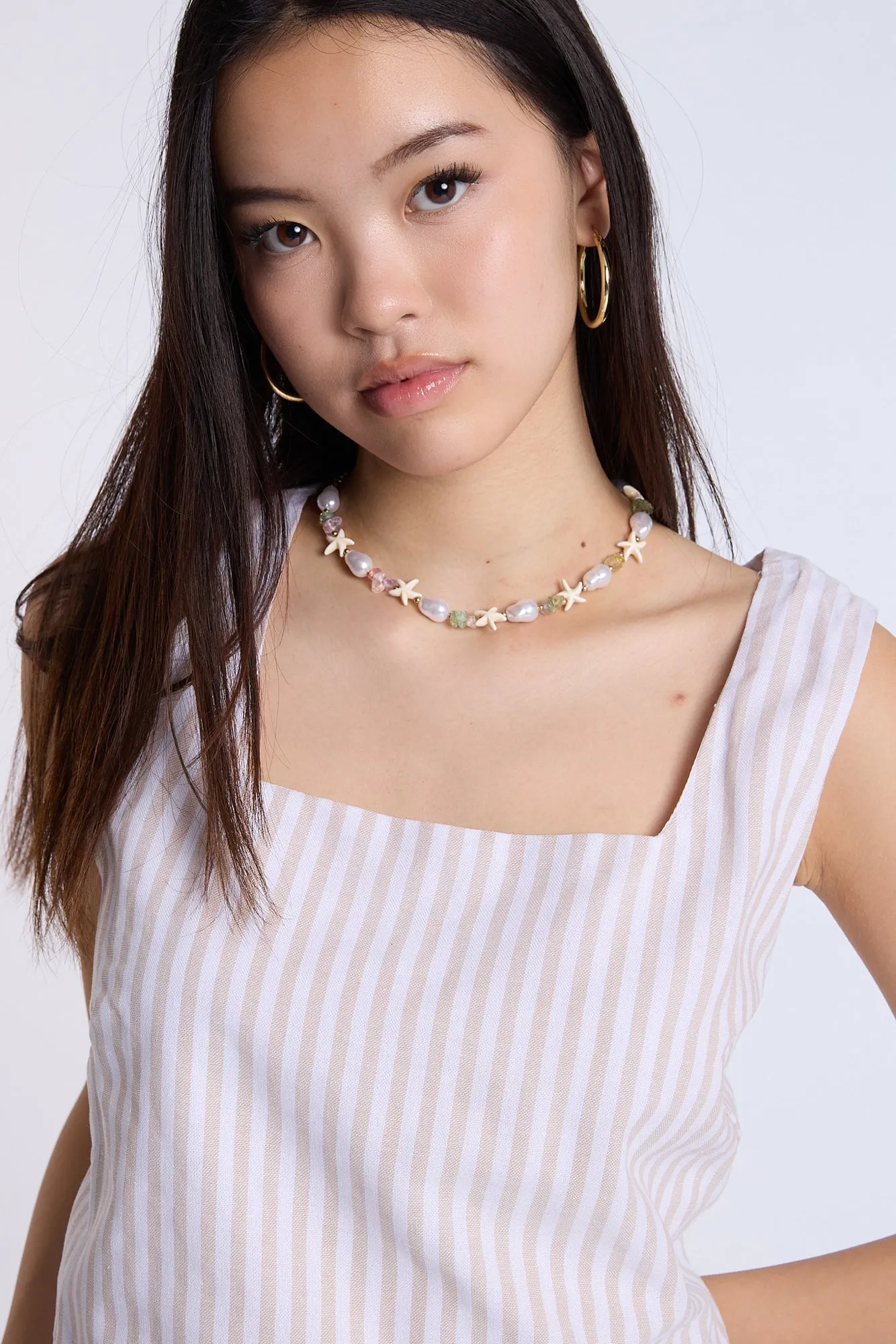 Linen-Blend Sleeveless Top