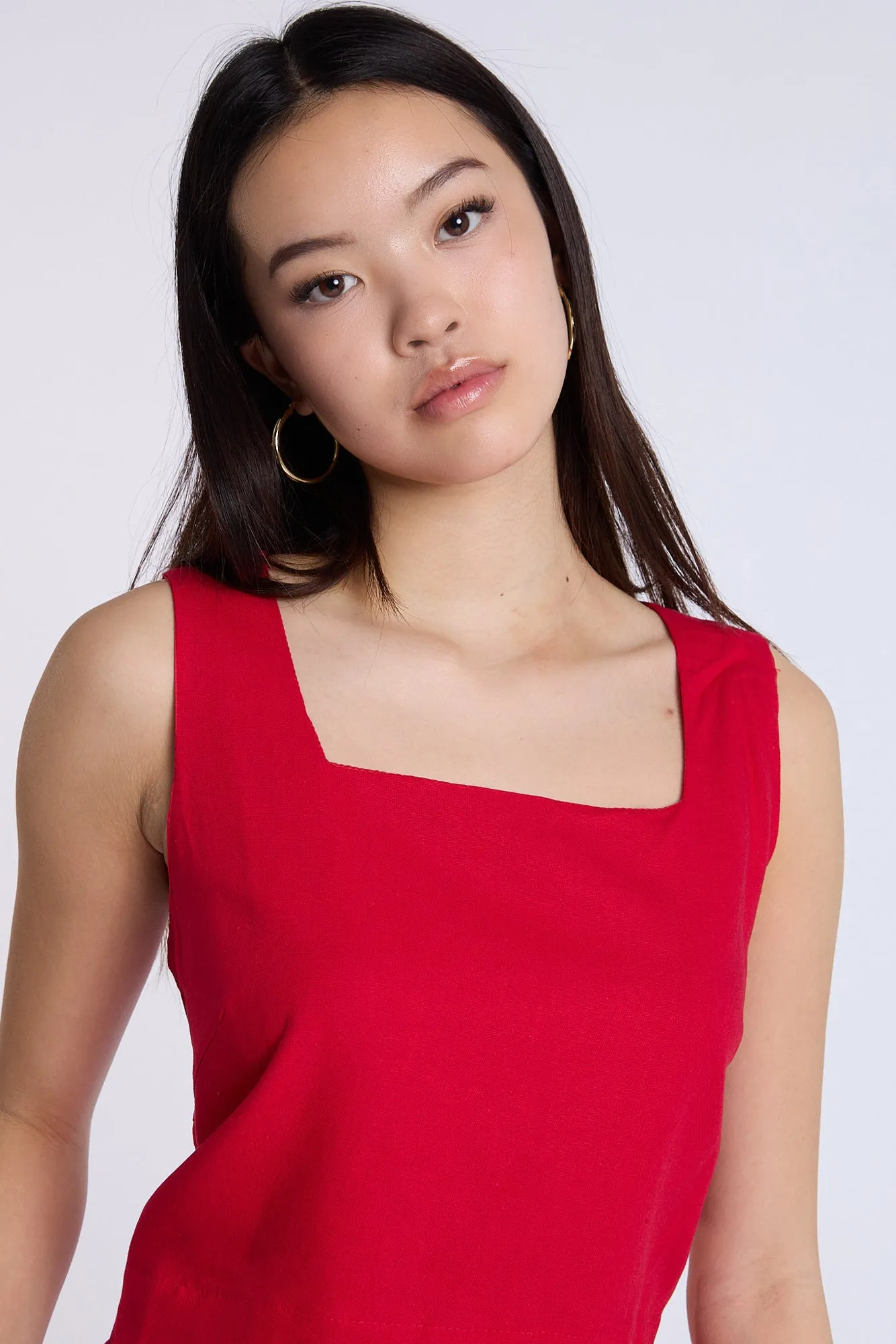 Linen-Blend Sleeveless Top