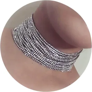 Long tiantian Rhinestone Necklace for Women Multi Layered Rhinestone Choker Necklace Sparkly Crystal Necklace Silver Wedding Prom Jewelry Accessories