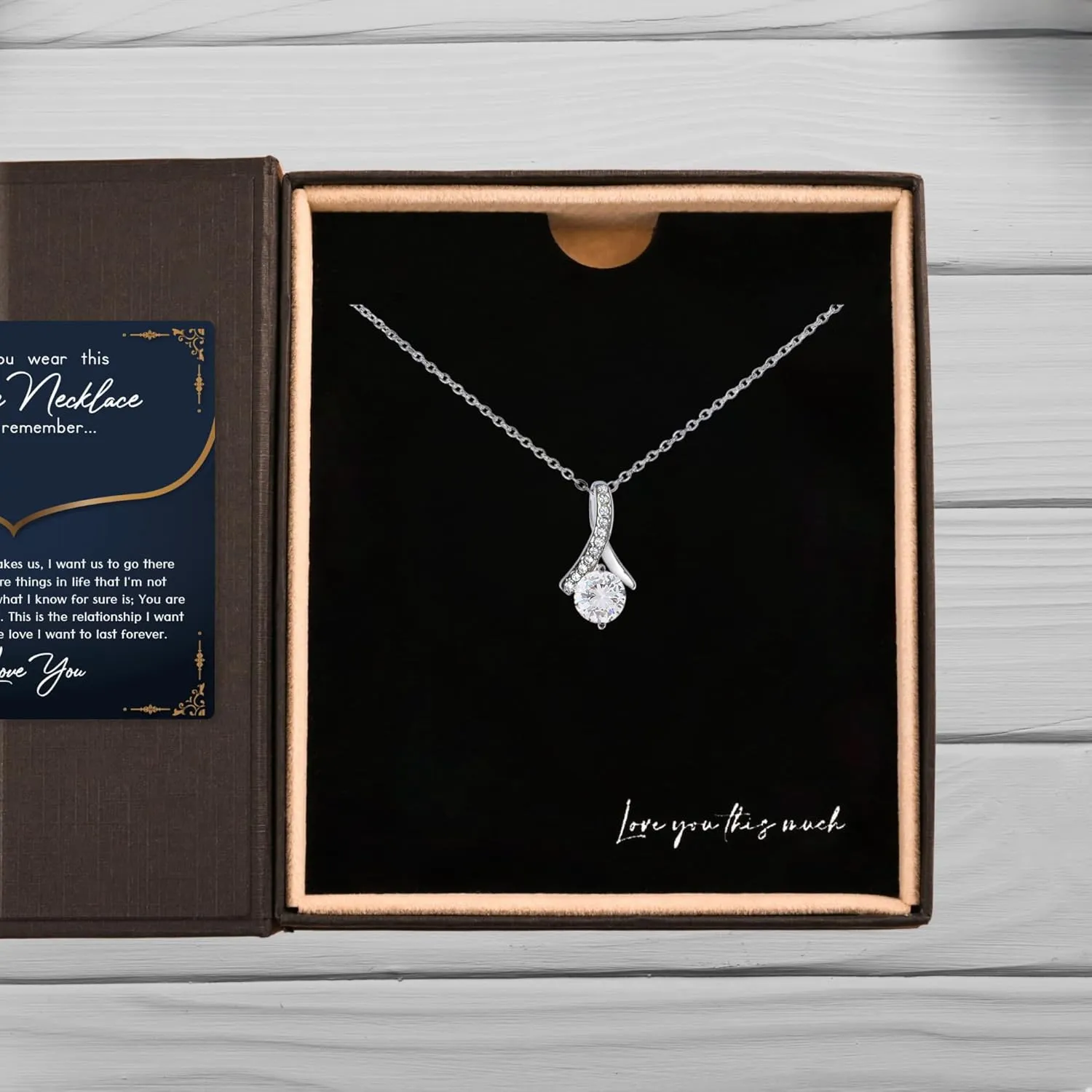 Love You This Much Promise 14k White Gold Necklace | Romantic Birthday Gift | Promise Necklace | Best for Girlfriend