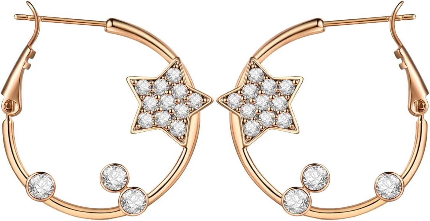 LUCA SMITH Hoop Earrings Inspired by Peter Pan's Famous Fairy Tinkerbell 30mm Hypoallergenic 14K Real Gold Plated Big Hoop Earrings