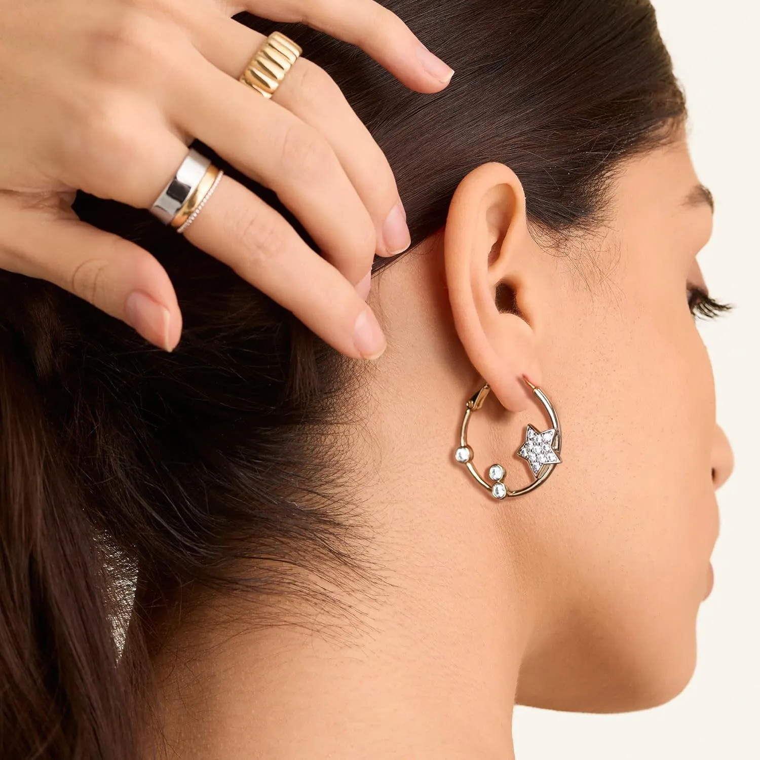 LUCA SMITH Hoop Earrings Inspired by Peter Pan's Famous Fairy Tinkerbell 30mm Hypoallergenic 14K Real Gold Plated Big Hoop Earrings