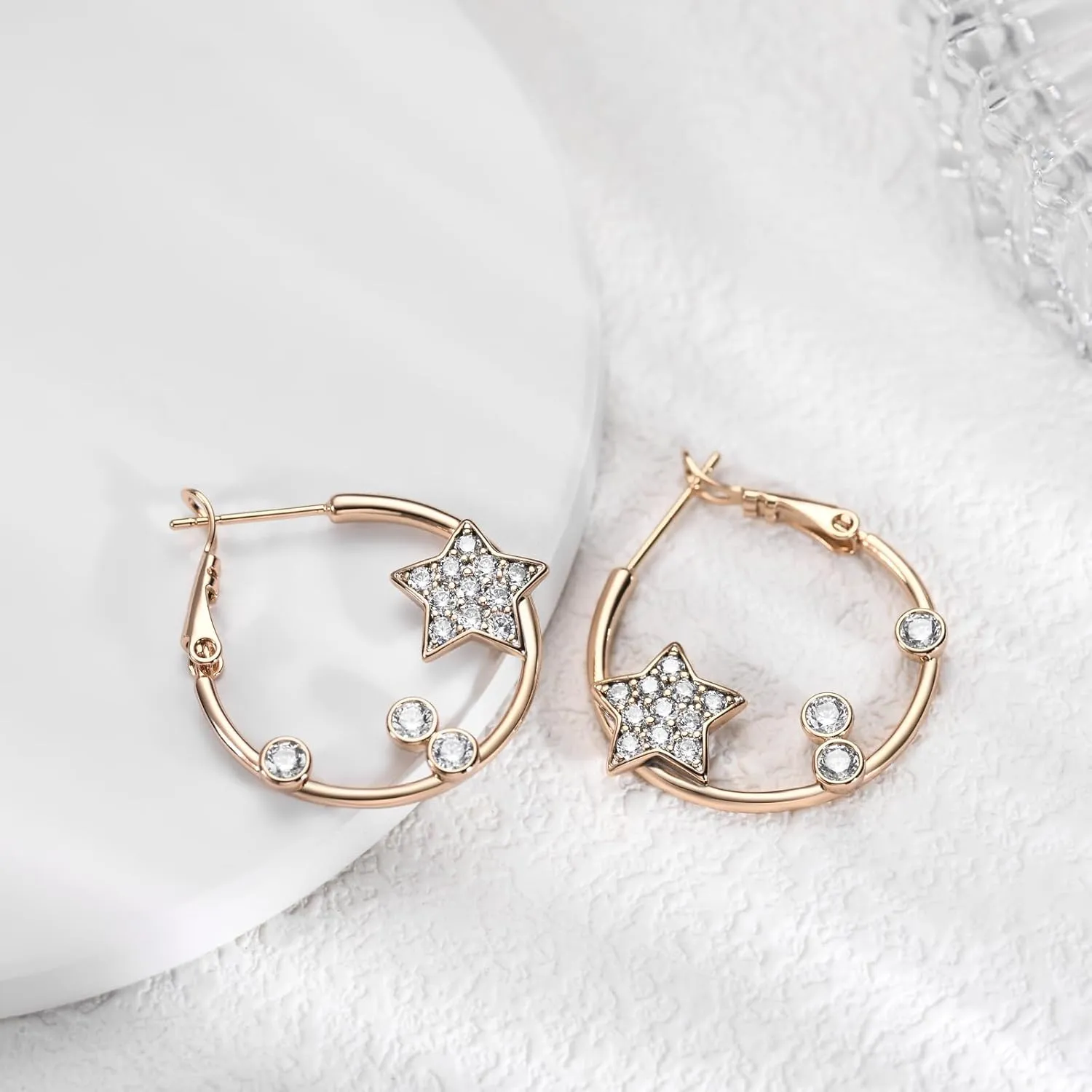 LUCA SMITH Hoop Earrings Inspired by Peter Pan's Famous Fairy Tinkerbell 30mm Hypoallergenic 14K Real Gold Plated Big Hoop Earrings