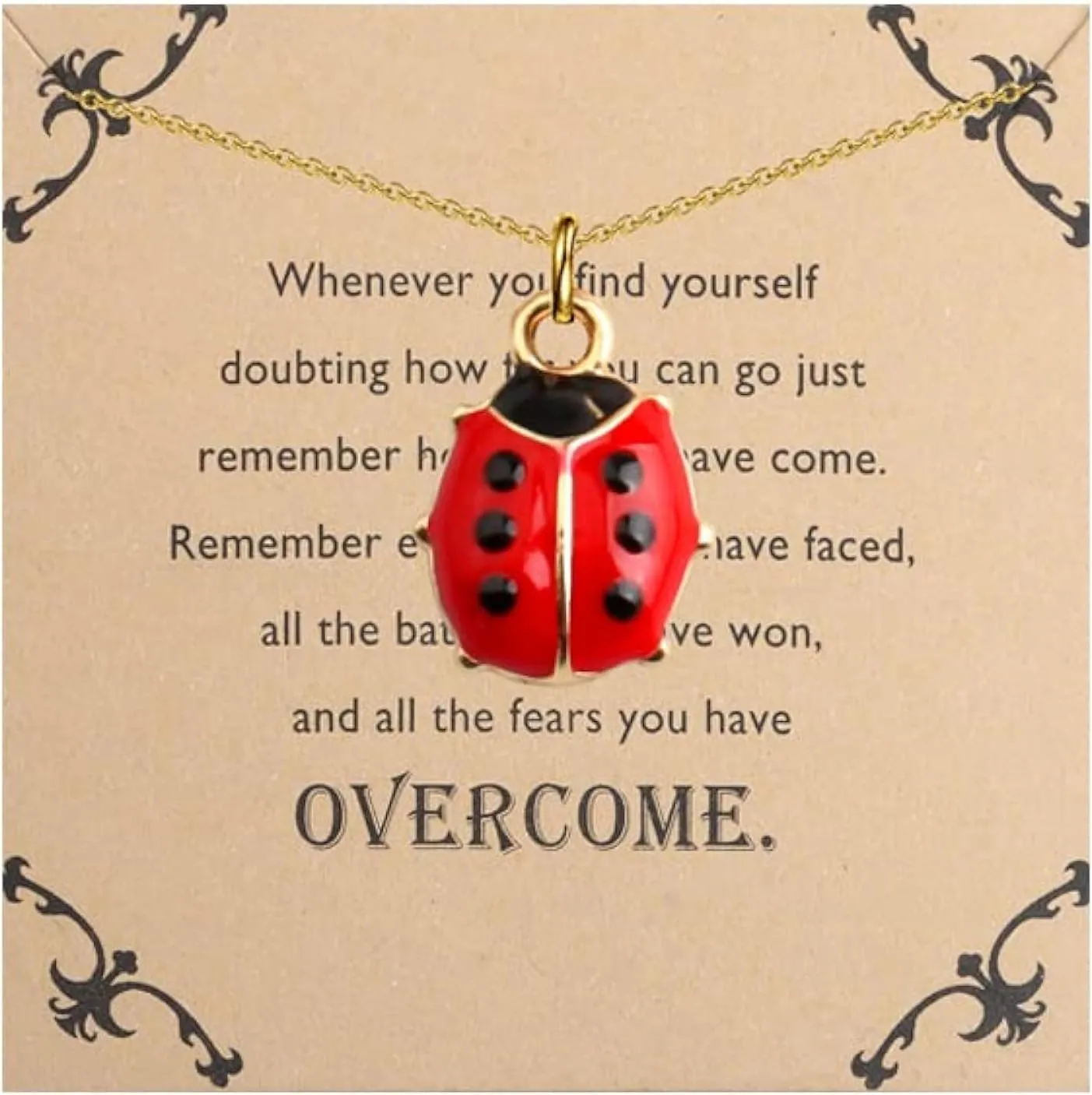 Lywjyb Birdgot Ladybug Necklace Cute Ladybug Gift Ladybird Pendant Good Luck Ladybug Gift for Women