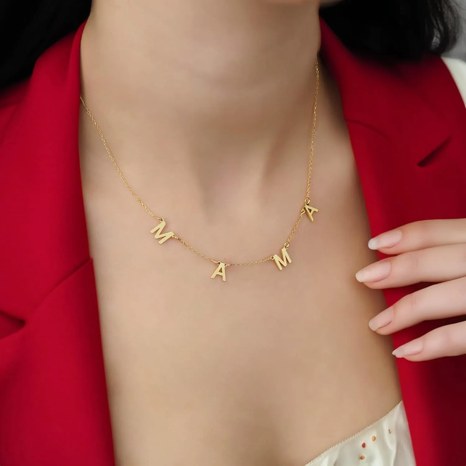MAMA Adjustable letter necklace for Mom, Gift for women, Gift For Mother's Day, Christmas, Birthday, Stainless steel with 18k gold plating Jewelry For Her, Present For First Love Of Your Life