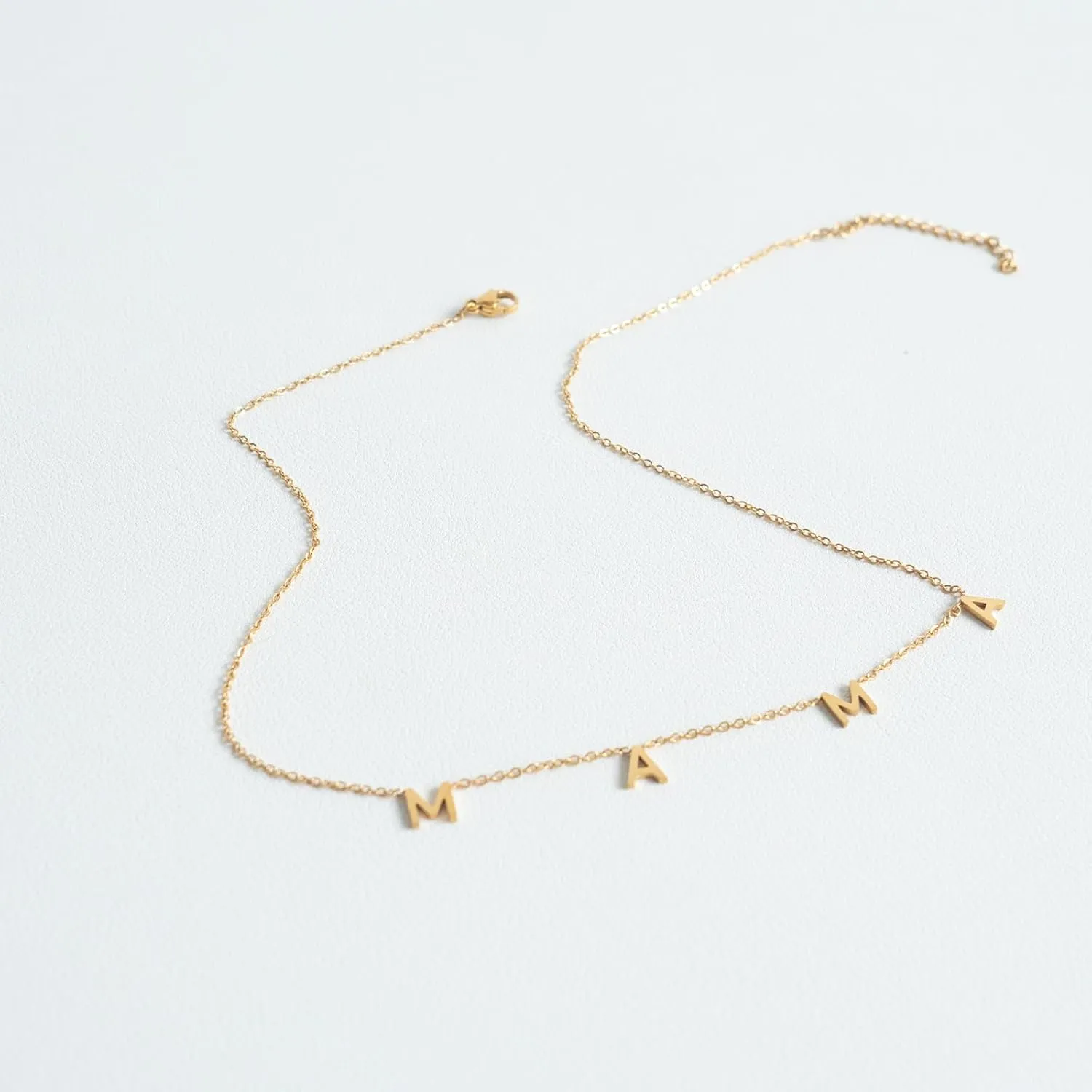MAMA Adjustable letter necklace for Mom, Gift for women, Gift For Mother's Day, Christmas, Birthday, Stainless steel with 18k gold plating Jewelry For Her, Present For First Love Of Your Life