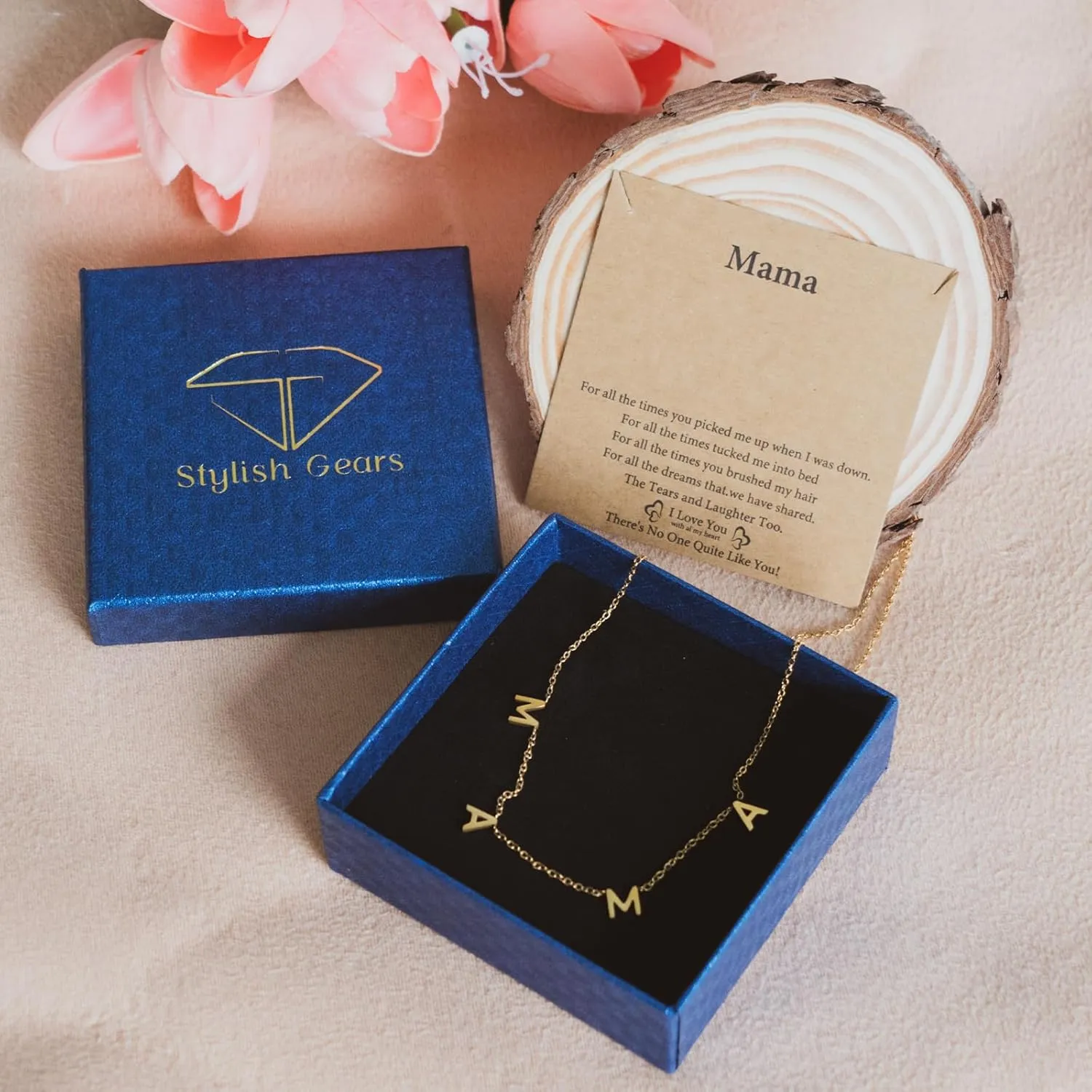 MAMA Adjustable letter necklace for Mom, Gift for women, Gift For Mother's Day, Christmas, Birthday, Stainless steel with 18k gold plating Jewelry For Her, Present For First Love Of Your Life