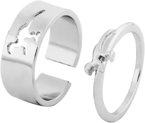 ManRiver Hollow Out Dinosaur Rings for Women Men - 2PCS Splice Open Adjustable Couples Rings Jewelry Gifts Accessory