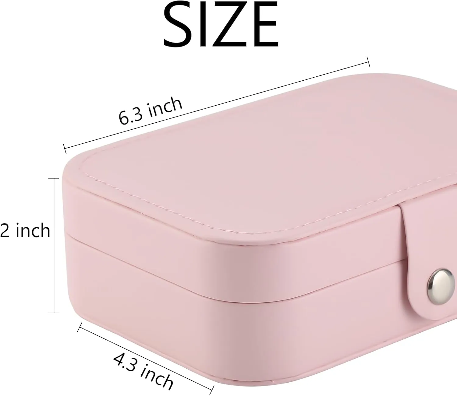 MAYCARI Portable Mini Jewelry Box for Girls Rectangle Pu Leather Travel Jewelry Case for Pendant, Earring, Necklace, Ring Jewelry Gift Storage Organizer for Women (Pink)