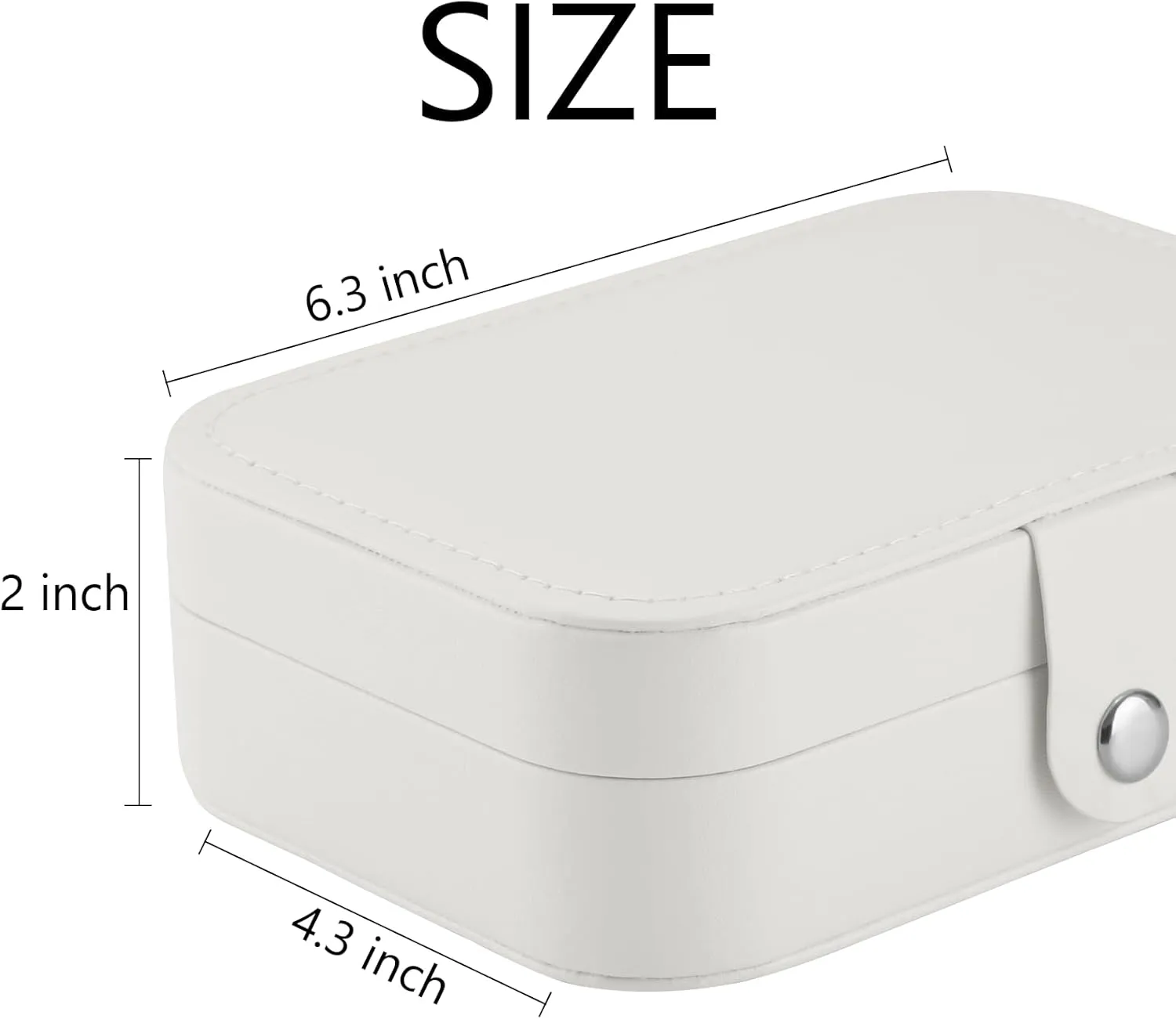 MAYCARI Portable Mini Jewelry Box for Girls Rectangle Pu Leather Travel Jewelry Case for Pendant, Earring, Necklace, Ring Jewelry Gift Storage Organizer for Women (White)