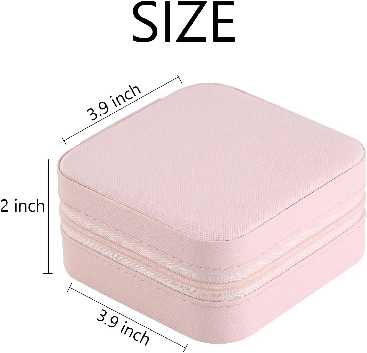 MAYCARI Portable Mini Jewelry Box for Girls Square Pu Leather Travel Jewelry Case for Pendant, Earring, Necklace, Ring Jewelry Gift Storage Organizer for Women (Pink)