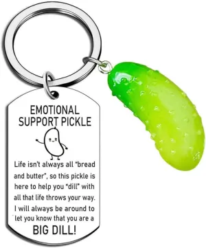 Meimimix Emotional Support Pickle Keychain Inspirational Cucumber Pickle Charm Funny Friendship Encouraging Appreciation Gift Birthday Mothers Day Father's Day Graduation