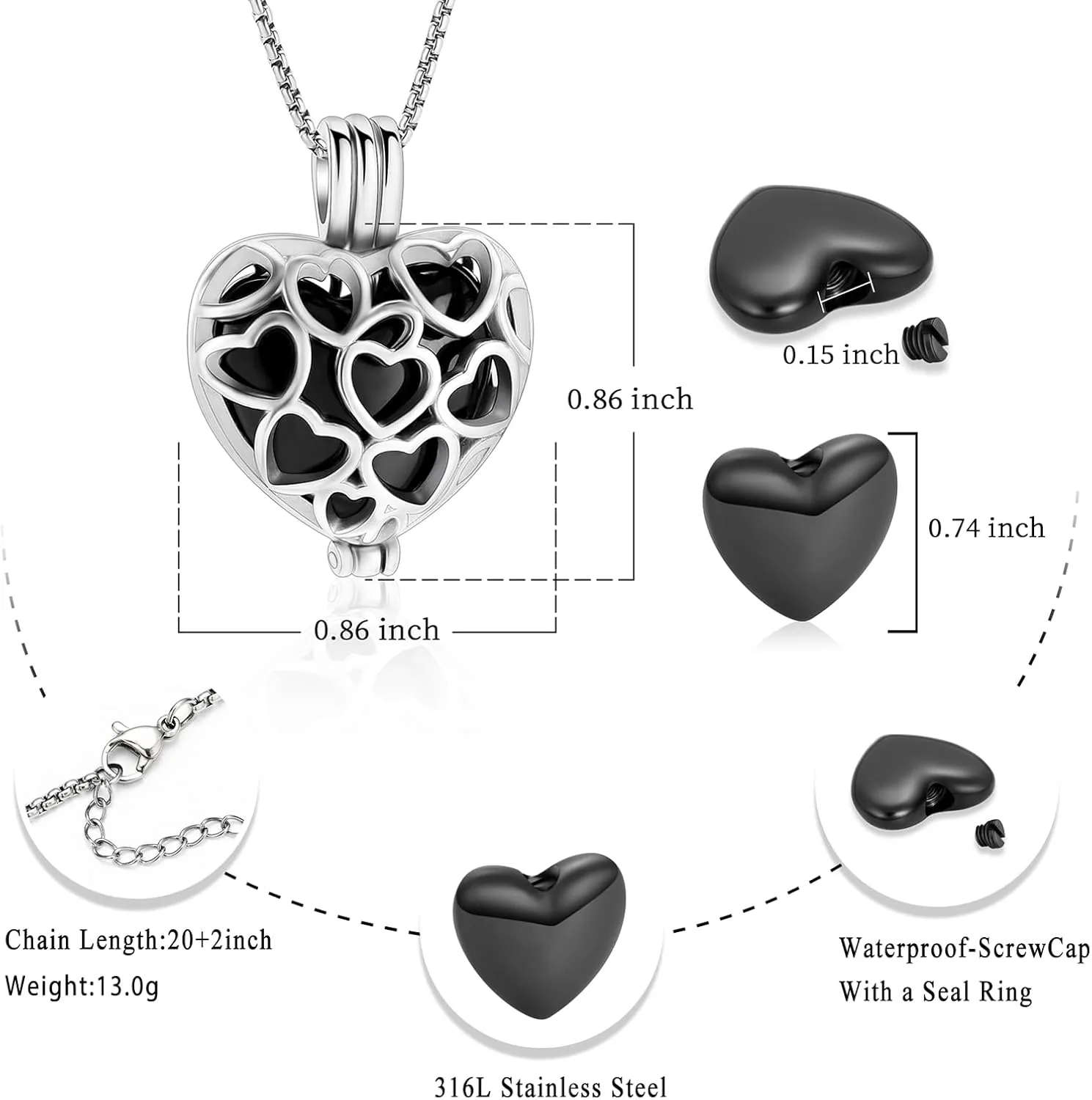 Memorial Cremation Jewelry Eternal Heart Cremation Locket Necklace With Mini Urn Jewelry For Ashes Of Loved Ones Keepsale Pendant