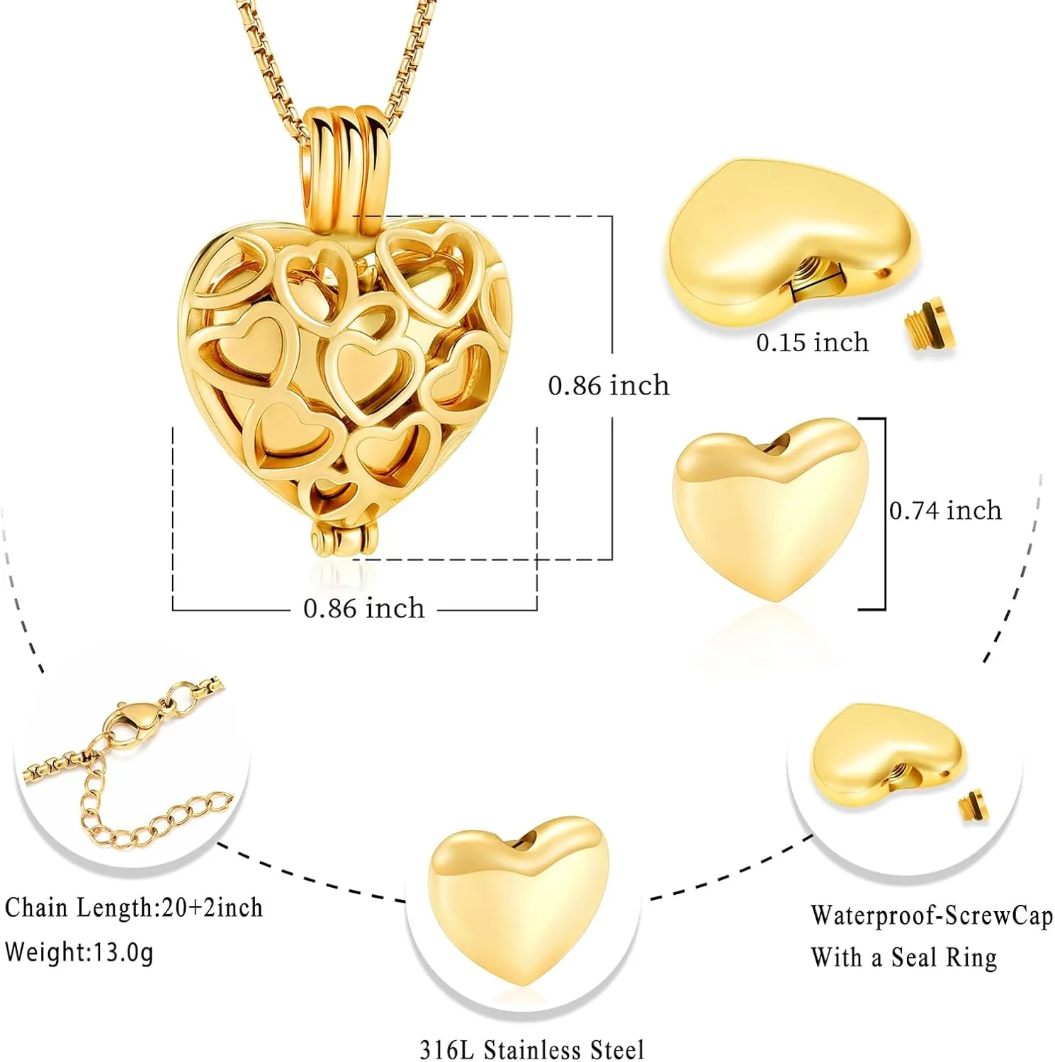 Memorial Cremation Jewelry Eternal Heart Cremation Locket Necklace With Mini Urn Jewelry For Ashes Of Loved Ones Keepsale Pendant