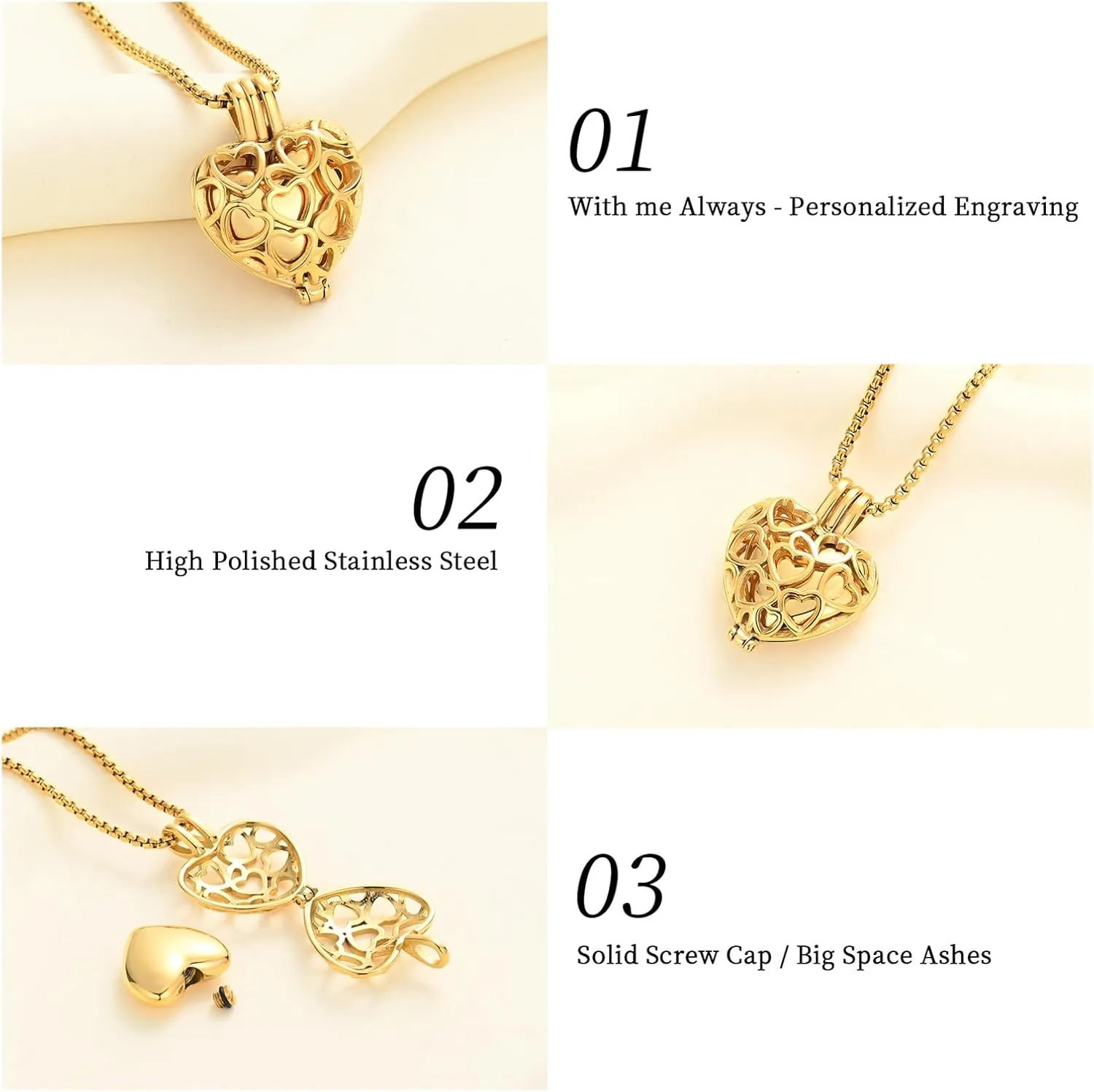 Memorial Cremation Jewelry Eternal Heart Cremation Locket Necklace With Mini Urn Jewelry For Ashes Of Loved Ones Keepsale Pendant