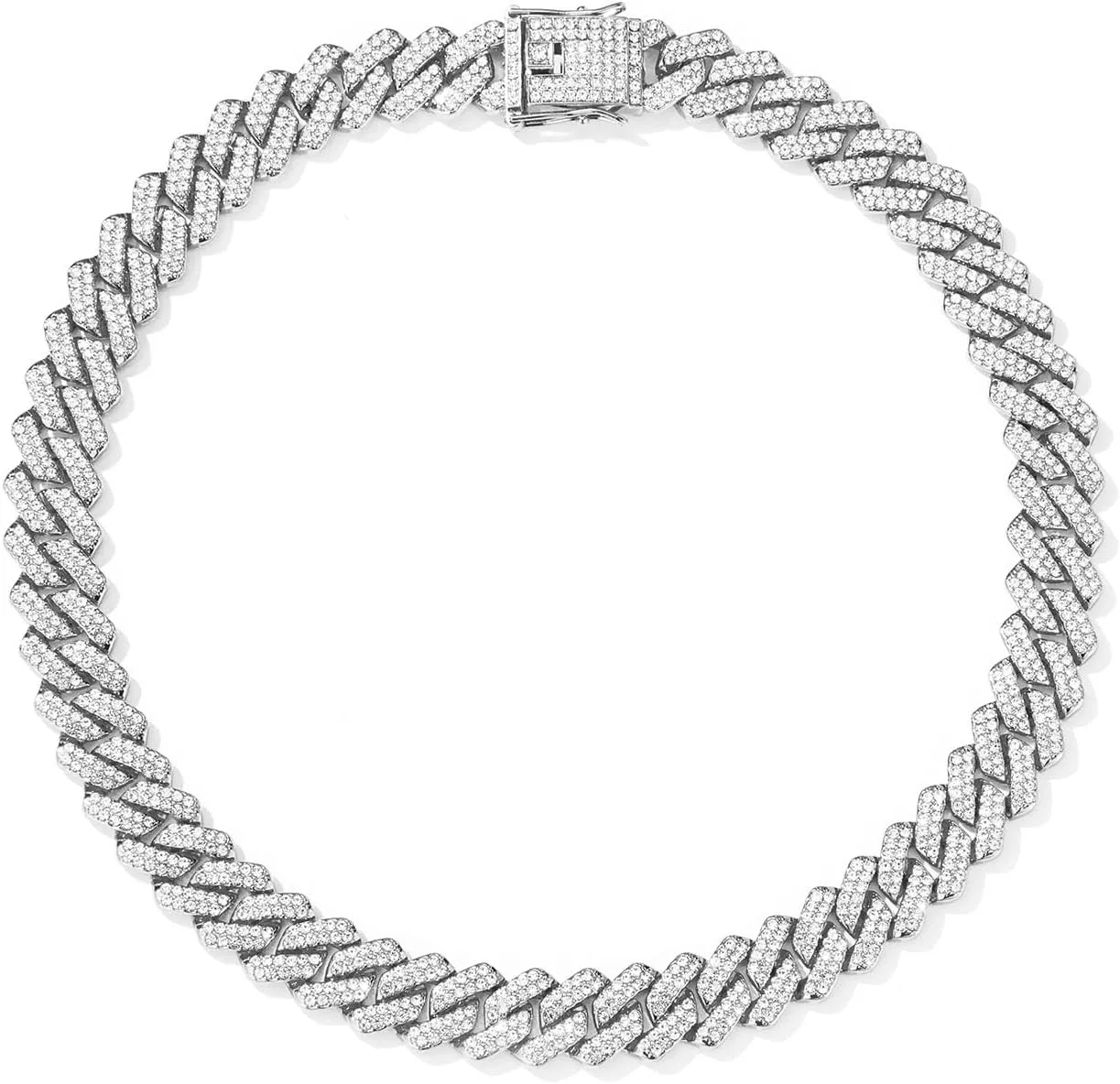 Mens Silver Gold Cuban Link Chain for Men Women Diamond Necklace Chain Iced Out Chain Miami Cuban Link Bracelet Men Hip Hop Jewelry for Men and Women Jewelry Gift