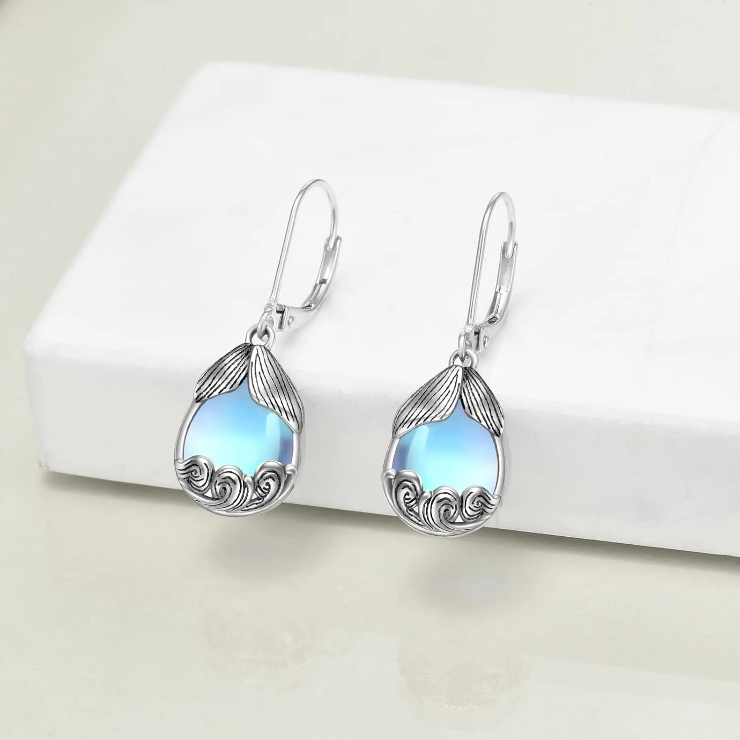 Mermaid/Daisy/Celtic Knot Earrings Moonstone Dangle Earrings S925 Sterling Silver Jewelry Gifts for Women Girls