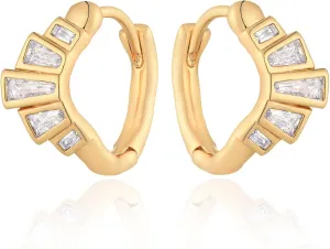 MEVECCO Gold Huggie Hoop Earrings 18K Gold Plated Cubic Zircon Hoop Earrings Minimalist Handmade Earrings for Women