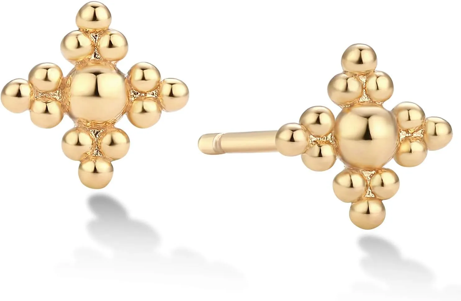 MEVECCO Tiny Beads Stud Earrings for Women 18K Gold Plated Stud Earrings Dainty Pave CZ Mini Cute Flower Simple Delicate Minimalist Stud Earrings Gift for Her