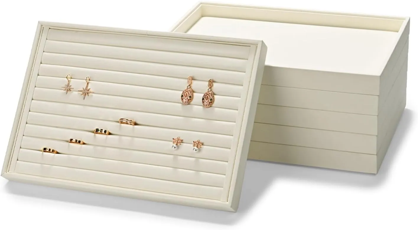 Microfiber Necklace Bracelet Tray Jewelry Tray Necklace Bracelet Holder Organizer (Beige)