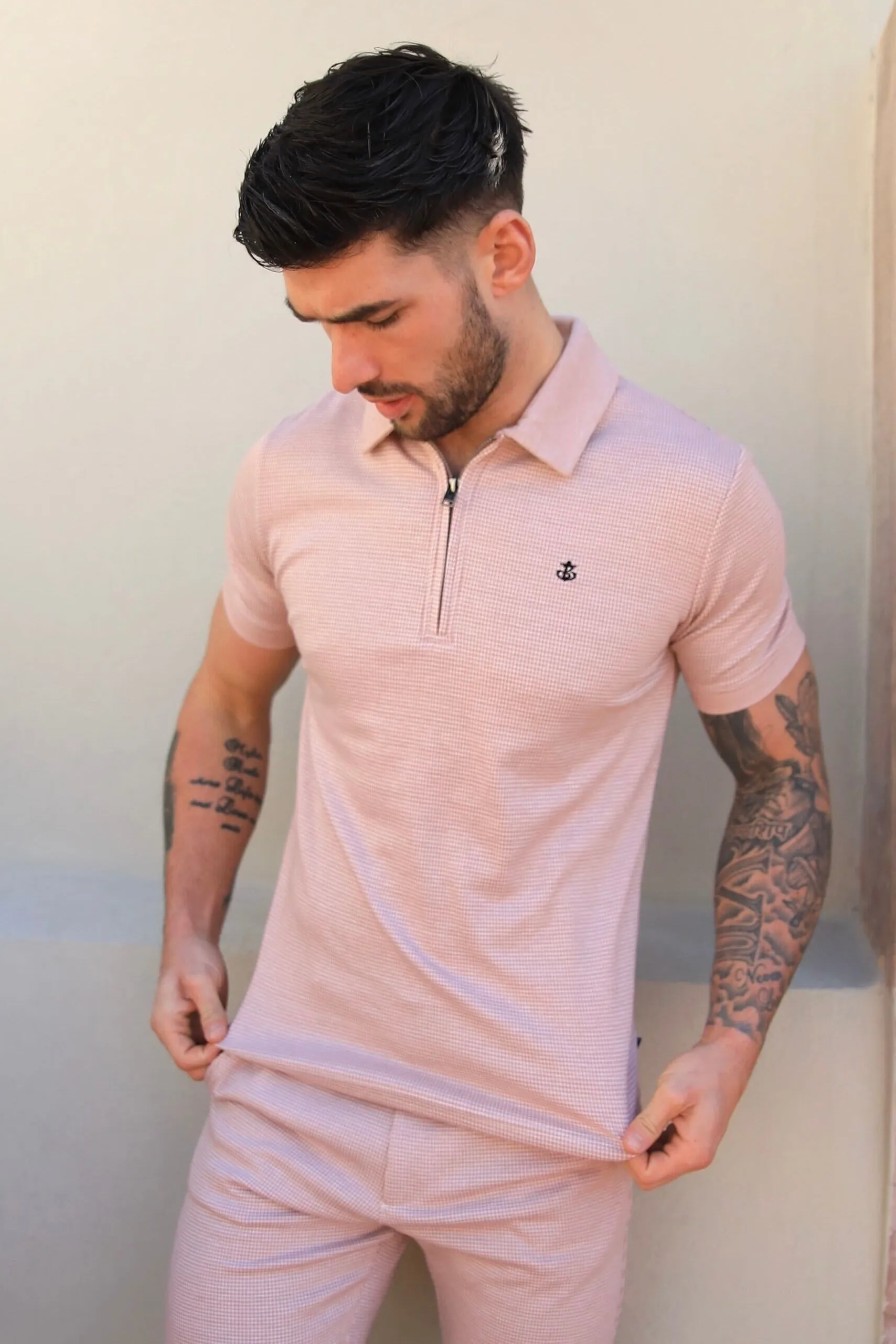 Midar Check Polo Shirt - Pink