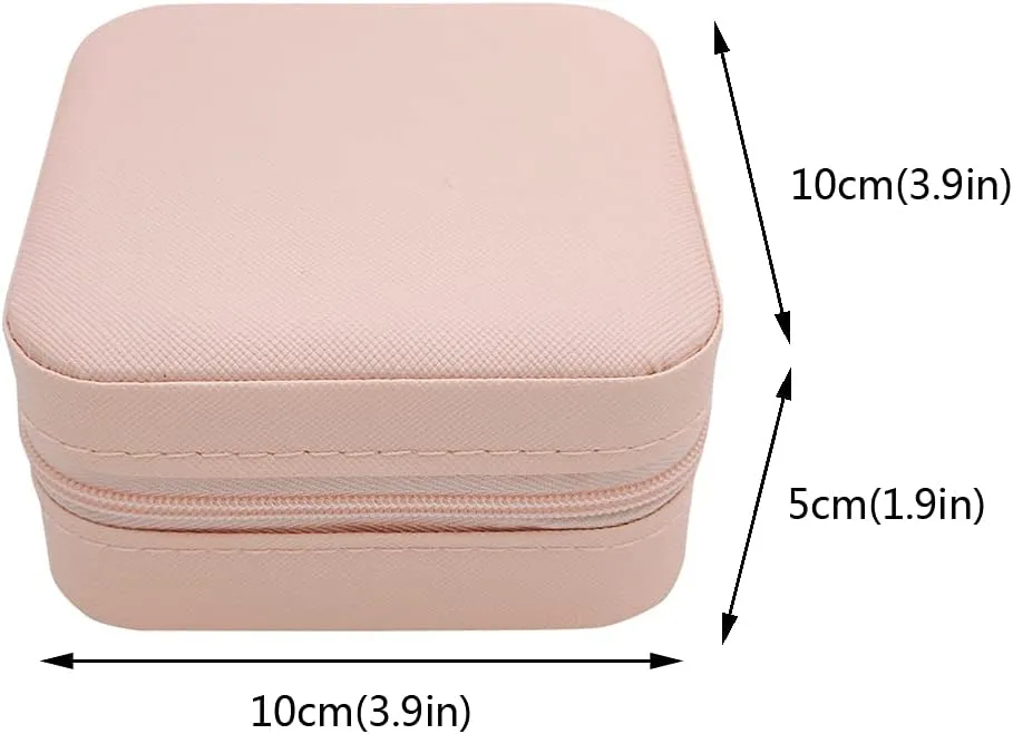 Mini Jewelry Travel Case,Small Jewelry Organizer, Portable Jewelry Box Travel Mini Storage Organizer Portable Display Storage Box For Rings Earrings Necklaces (Pink)