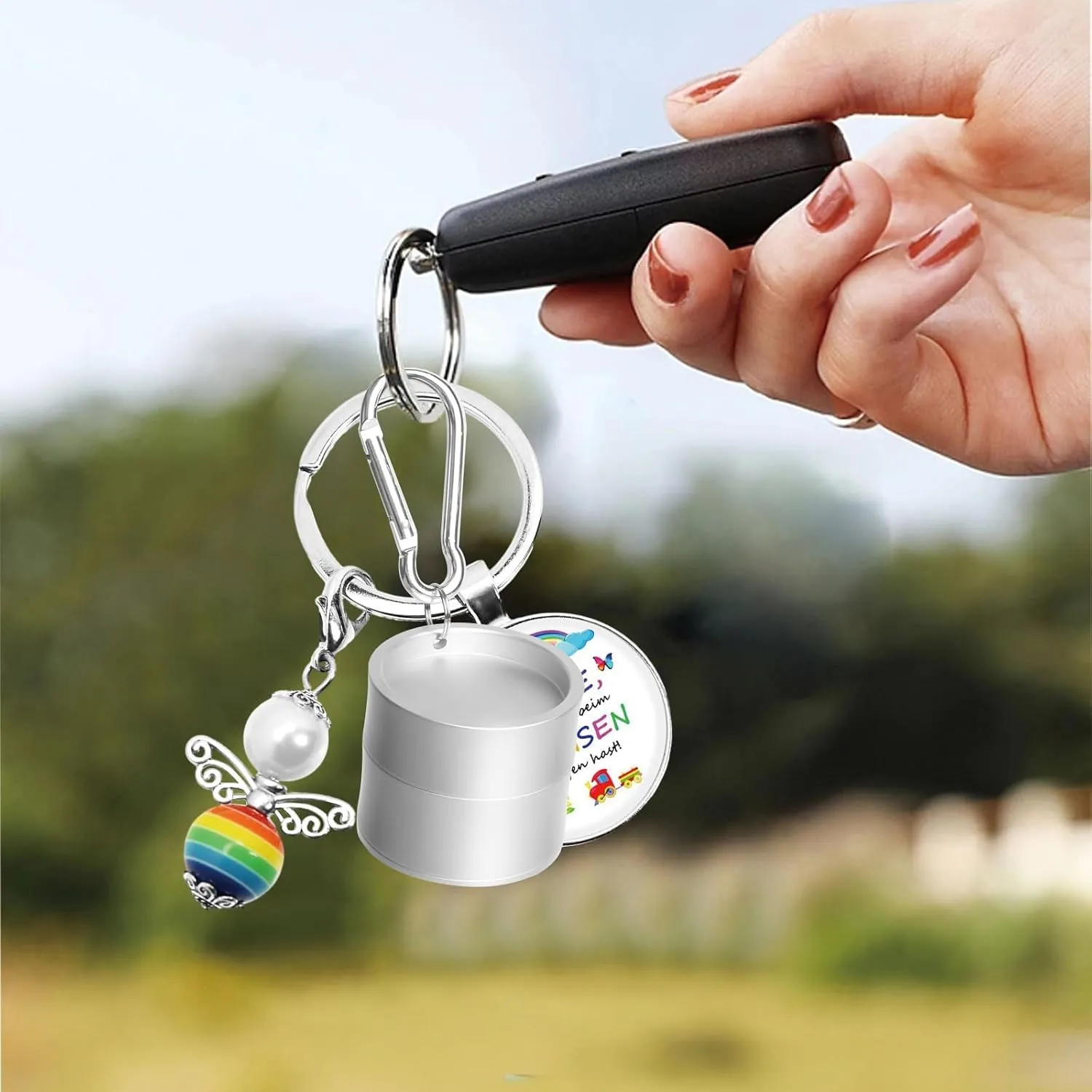 Mini Travel Ring Holder Keychain, Portable Jewelry Holder Keychain with Protective Sponge, Small Necklace Earrings Case for Gym Sports Bag Purse