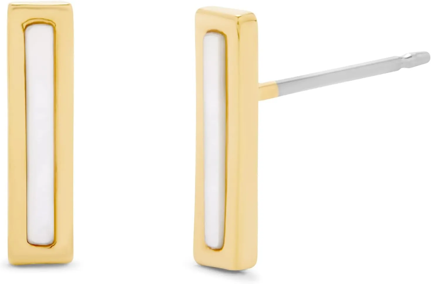 Minimalist Gold Mother of Pearl Stud Bar Earrings - Gifts for Mom
