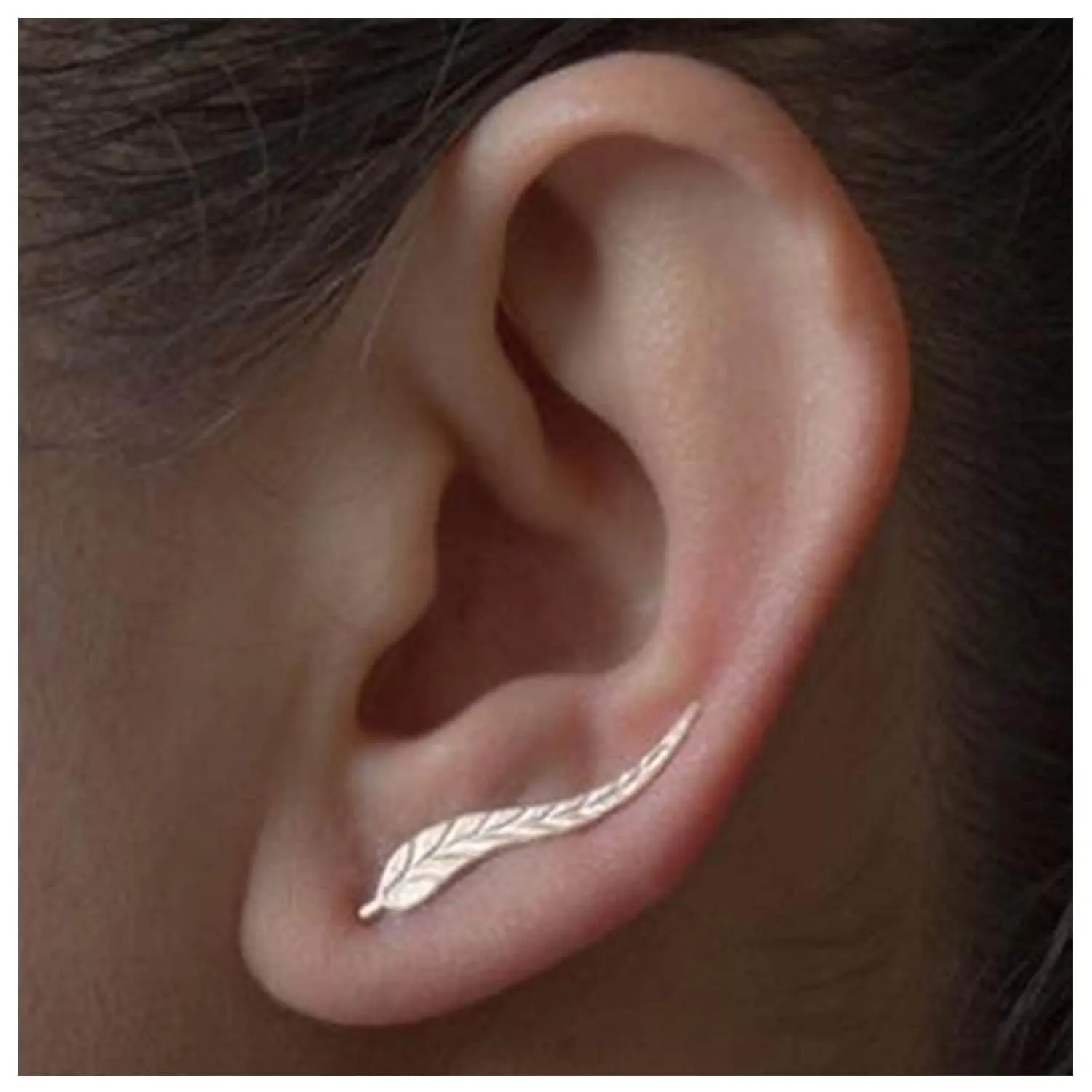 Minimalist Leaf Ear Climber Earrings Gold Leaf Stud Earrings Leaf Ear Crawlers Earrings Tiny Leaf Ear Wrap Earrings Jewelry for Women (Gold)