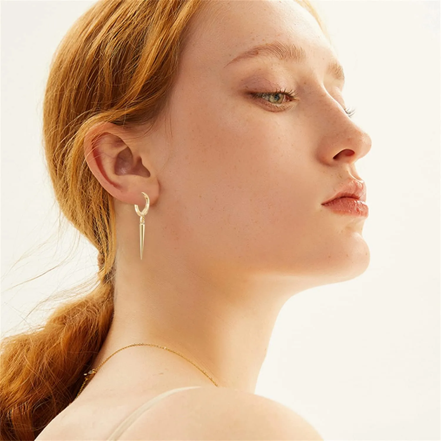 Minimalist Punk Silver Hypoallergenic Spike Huggie Hoops Earrings Black Tiny Geometric Triangle Cone Dangle Drop Hoop Earrings for Women Men Statement Jewelry Gifts