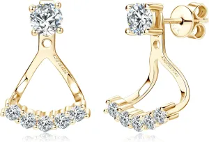Moissanite Earrings for Women 925 Sterling Silver 0.96CT-2CT Moissanite Detachable Ear Jackets Two Wearable Stud Earrings Hypoallergenic Jewelry Gifts