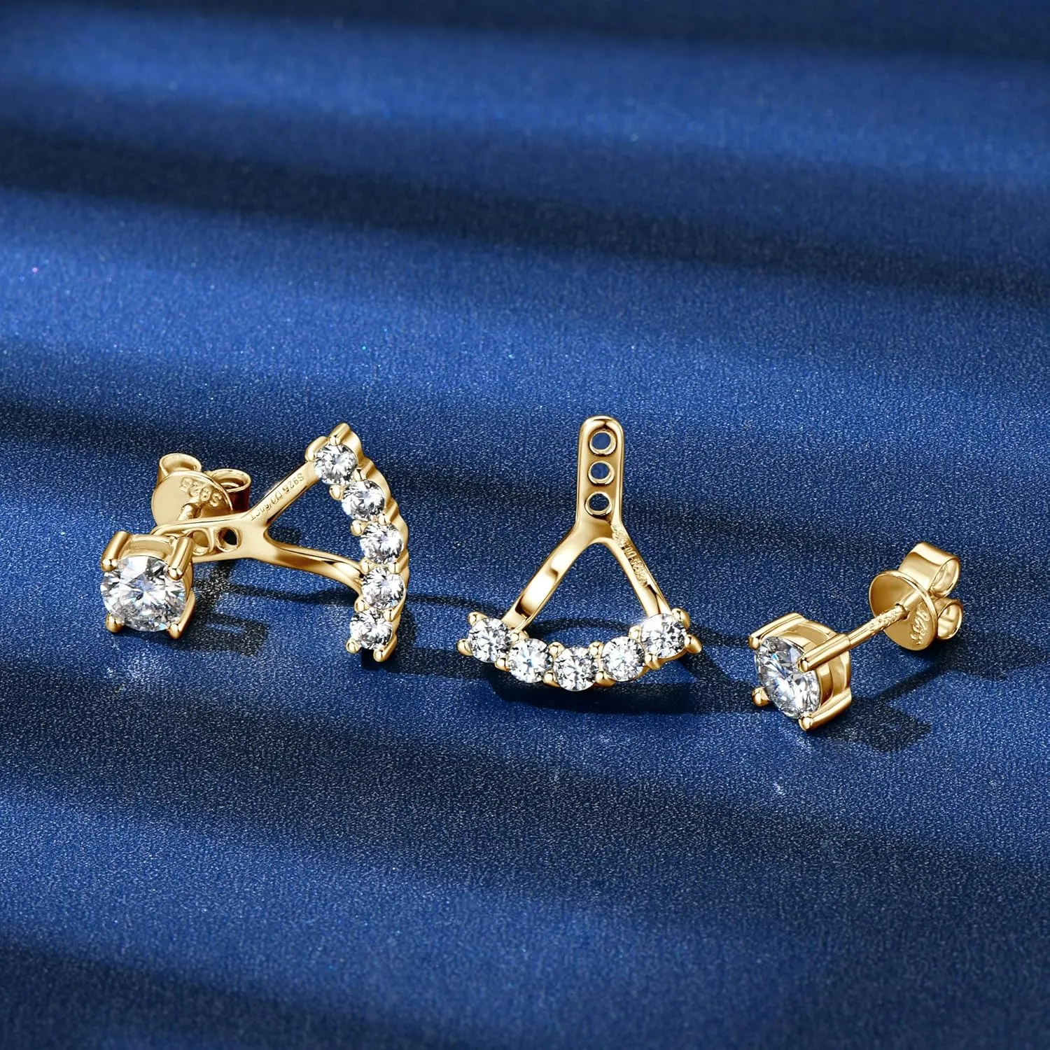 Moissanite Earrings for Women 925 Sterling Silver 0.96CT-2CT Moissanite Detachable Ear Jackets Two Wearable Stud Earrings Hypoallergenic Jewelry Gifts