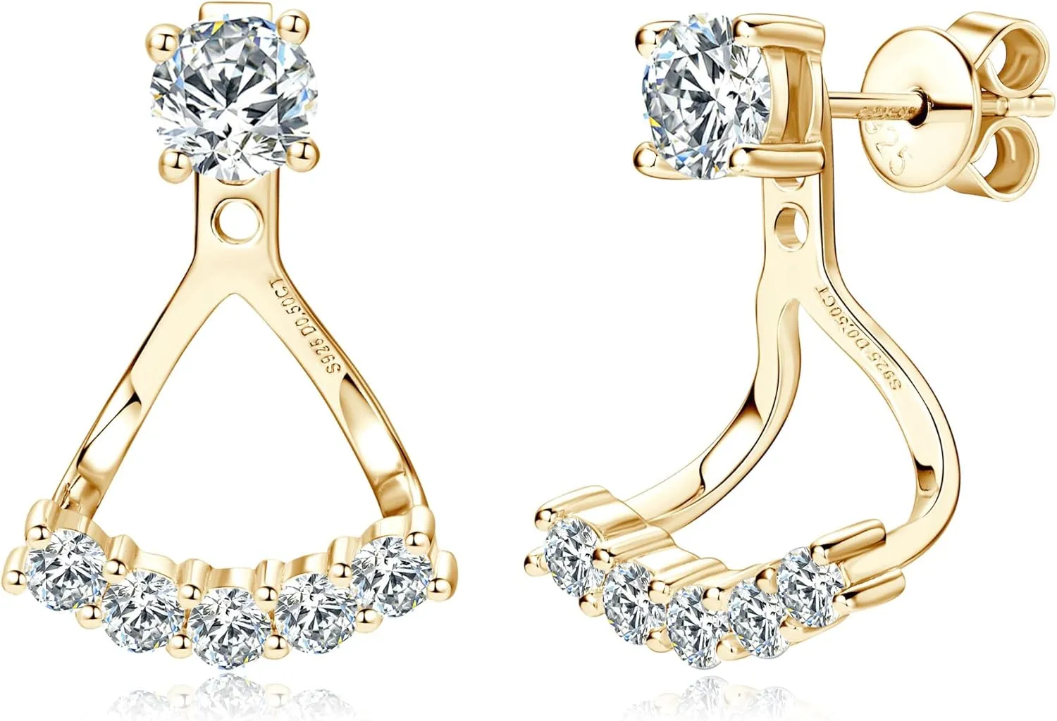 Moissanite Earrings for Women 925 Sterling Silver 0.96CT-2CT Moissanite Detachable Ear Jackets Two Wearable Stud Earrings Hypoallergenic Jewelry Gifts